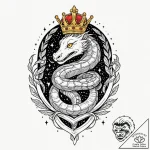 Night serpent crowned in starlight, ink illus… – tattoo sketch (№1752496579_0, 14.07.2025 12:36) — tattoovalue.net