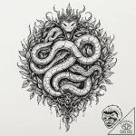 Nest of serpents devouring crown, tattoo sket… – tattoo sketch (№1752497081_0, 14.07.2025 12:44) — tattoovalue.net