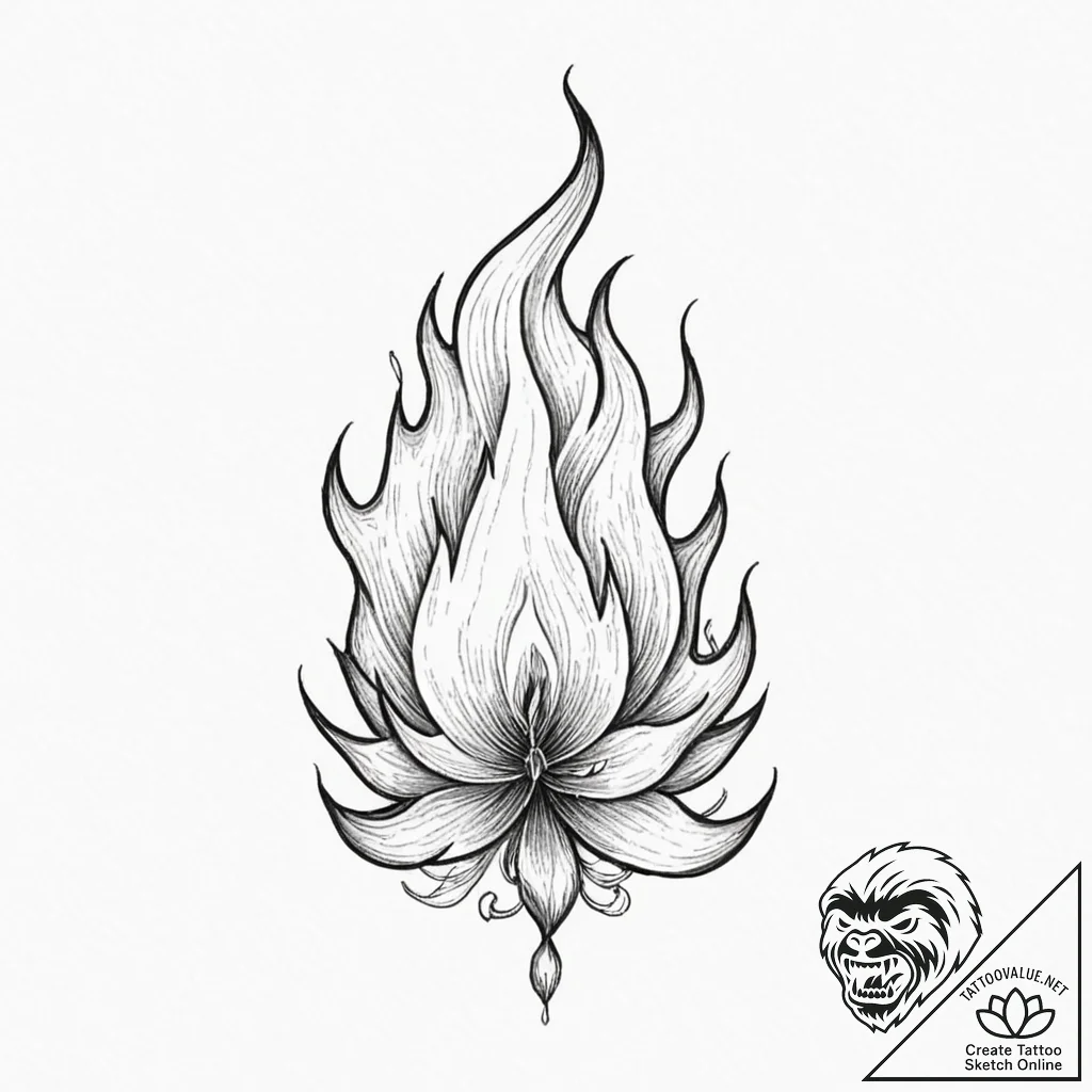 Flame - tattoo sketch (№1752497165_0, 14.07.2025 12:46) — tattoovalue.net