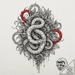 Ivory serpent crowned with roots, tattoo flas… – tattoo sketch (№1752497333_0, 14.07.2025 12:48) — tattoovalue.net