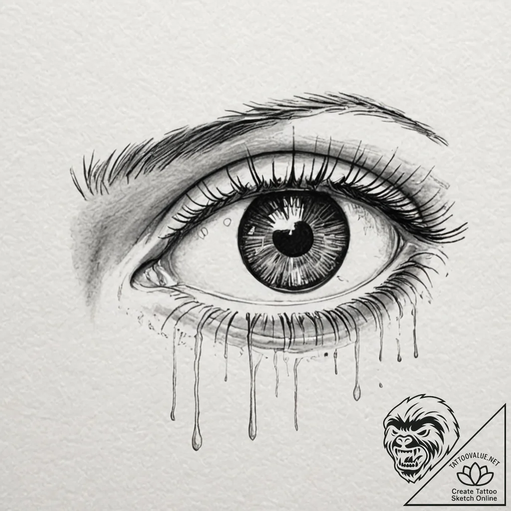 Security camera with a single, red, weeping e... - tattoo sketch (№1752497417_0, 14.07.2025 12:50) — tattoovalue.net