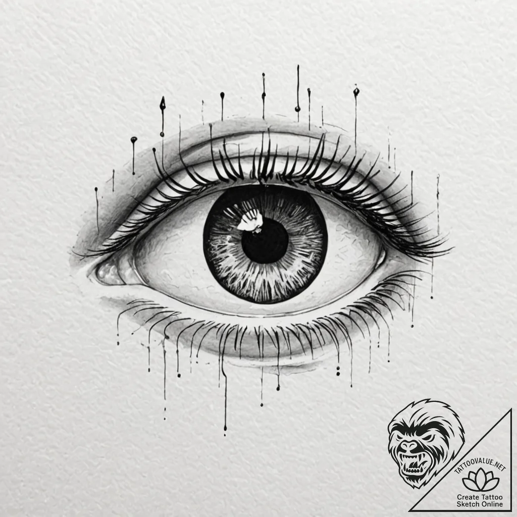 Human eye with a camera shutter iris, tattoo... - tattoo sketch (№1752497501_0, 14.07.2025 12:51) — tattoovalue.net