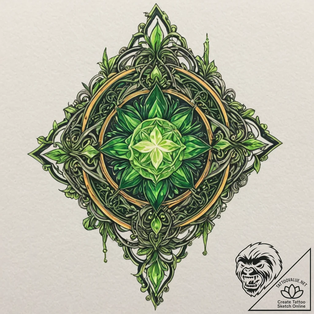 Kryptonite crystal, glowing green, concept ar... - tattoo sketch (№1752497924_0, 14.07.2025 12:58) — tattoovalue.net
