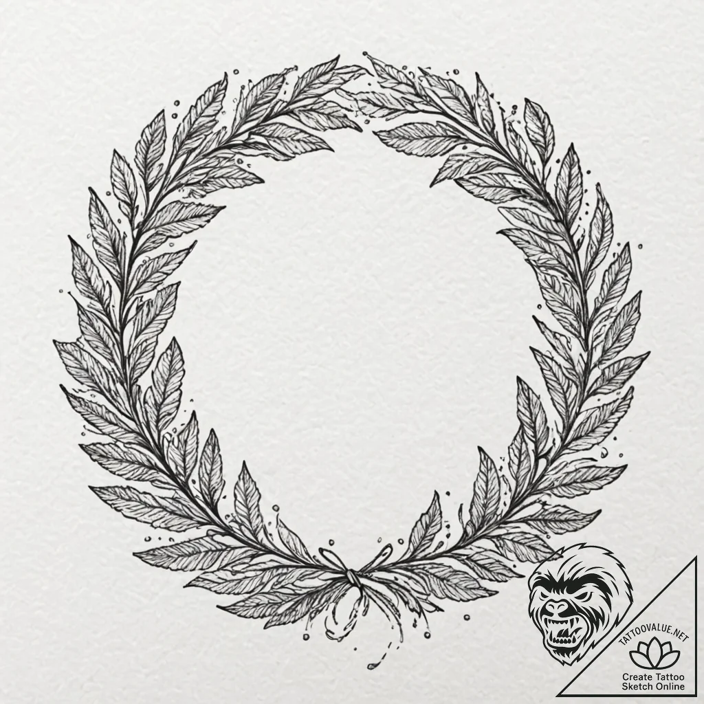 Laurel wreath, concept art for tattoo, vibran... - tattoo sketch (№1752498009_0, 14.07.2025 13:00) — tattoovalue.net
