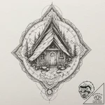 Baba yaga’s hut on chicken legs, tattoo sketc… – tattoo sketch (№1752499206_0, 14.07.2025 13:20) — tattoovalue.net