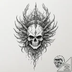 Ethereal roots piercing shattered helm, conce… – tattoo sketch (№1752499803_0, 14.07.2025 13:30) — tattoovalue.net