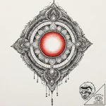 Opal medallion glowing faintly, ink illustrat… – tattoo sketch (№1752499973_0, 14.07.2025 13:32) — tattoovalue.net