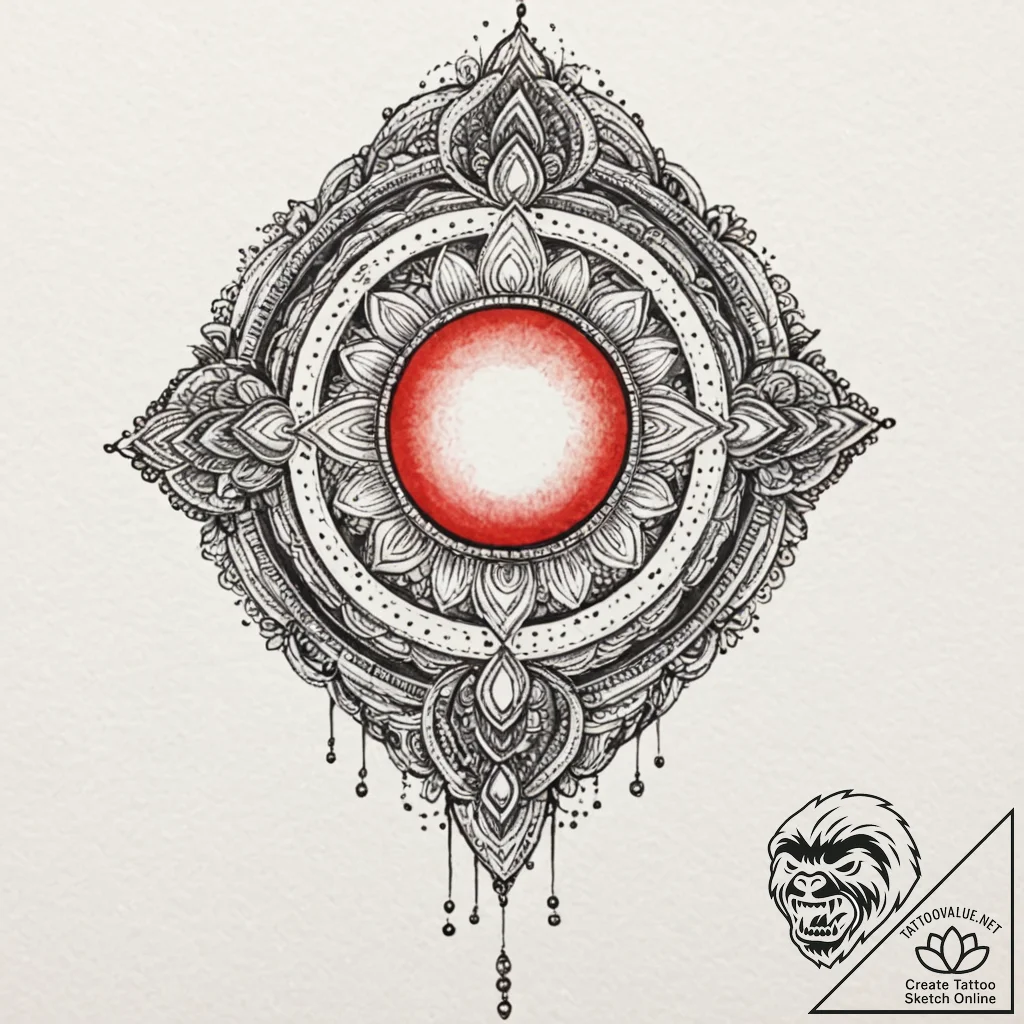 Opal medallion glowing faintly, ink illustrat... - tattoo sketch (№1752499973_0, 14.07.2025 13:32) — tattoovalue.net