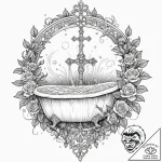 A whimsical bubble bath with roses, romantic,… – tattoo sketch (№1752500718_0, 14.07.2025 13:45) — tattoovalue.net
