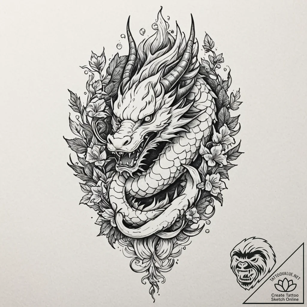 Flaming helm crowned in ivy, tattoo sketch de... - tattoo sketch (№1752500801_0, 14.07.2025 13:46) — tattoovalue.net