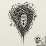 Locked vines strangling relic, ink illustrati… – tattoo sketch (№1752500967_0, 14.07.2025 13:49) — tattoovalue.net