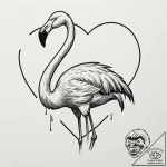 Yard flamingo, plastic and cheap, but with a… – tattoo sketch (№1752501132_0, 14.07.2025 13:52) — tattoovalue.net