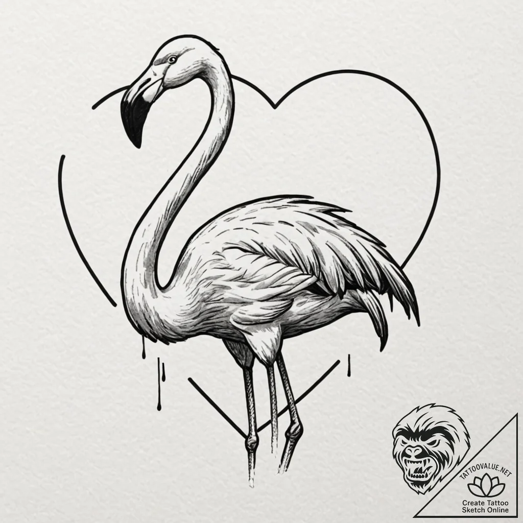 Yard flamingo, plastic and cheap, but with a... - tattoo sketch (№1752501132_0, 14.07.2025 13:52) — tattoovalue.net