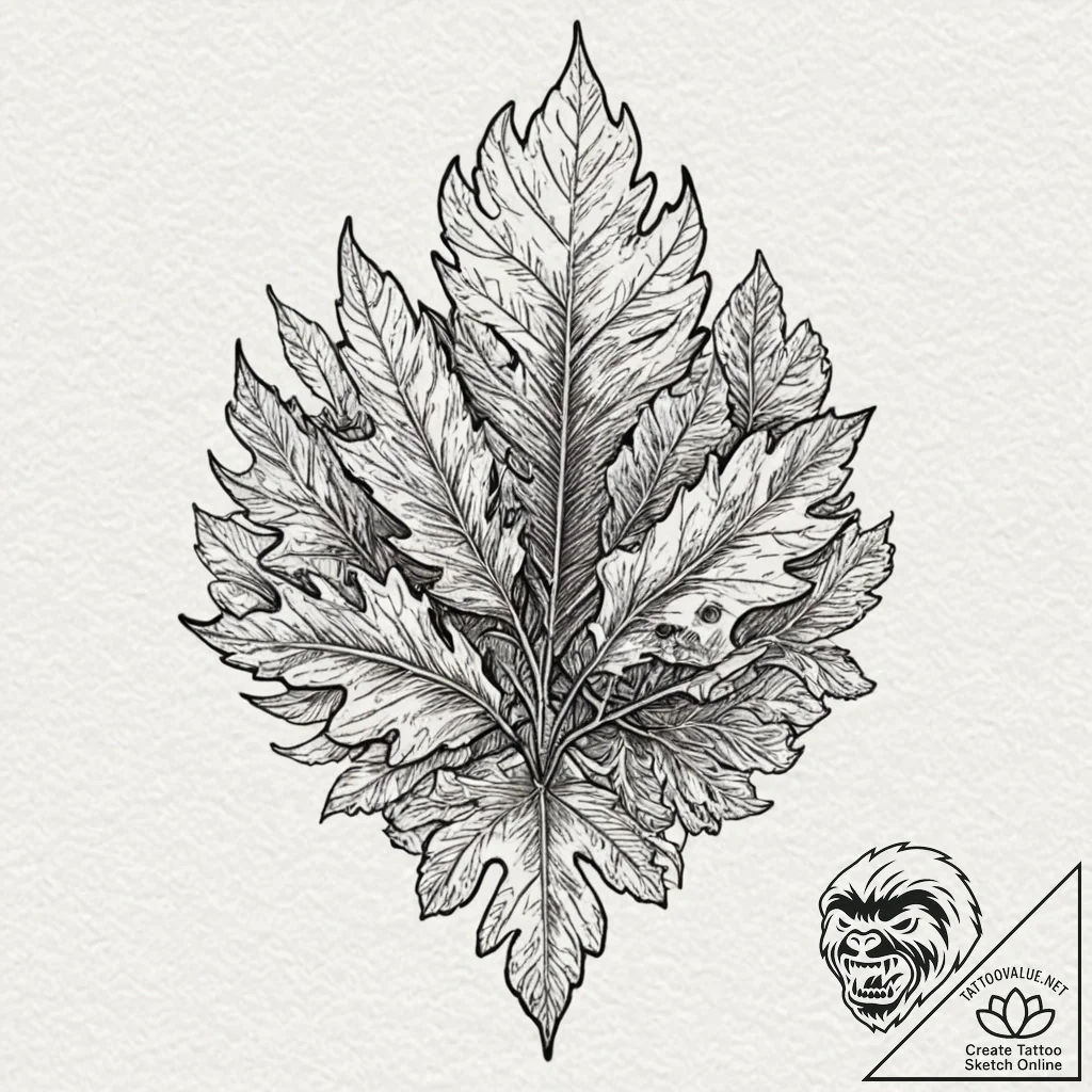 Oak leaf and acorn, symbolizing strength from... - tattoo sketch (№1752501716_0, 14.07.2025 14:01) — tattoovalue.net