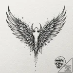 Parchment wings tearing veil, artistic tattoo… – tattoo sketch (№1752501888_0, 14.07.2025 14:04) — tattoovalue.net