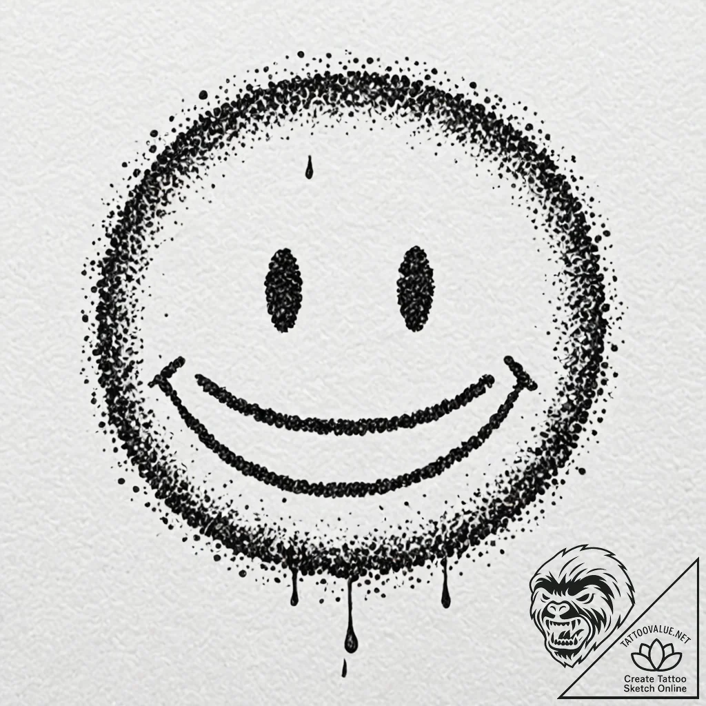 Smiley face with x's for eyes, artistic tatto... - tattoo sketch (№1752502741_0, 14.07.2025 14:19) — tattoovalue.net