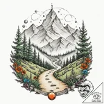 Mountain path through spectral mist, tattoo s… – tattoo sketch (№1752502995_0, 14.07.2025 14:23) — tattoovalue.net