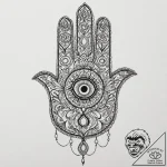 Hamsa hand made of interwoven circuits, tatto… – tattoo sketch (№1752503335_0, 14.07.2025 14:28) — tattoovalue.net