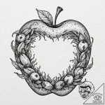 Apple rotting with worms, concept art for tat… – tattoo sketch (№1752503421_0, 14.07.2025 14:30) — tattoovalue.net