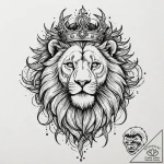 Ashen lion with crown of thorns, tattoo drawi… – tattoo sketch (№1752503505_0, 14.07.2025 14:31) — tattoovalue.net