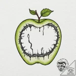 Rotted apple with a worm crawling through it,… – tattoo sketch (№1752503677_0, 14.07.2025 14:34) — tattoovalue.net