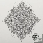 Iron blade through spectral bloom, ink illust… – tattoo sketch (№1752504273_0, 14.07.2025 14:44) — tattoovalue.net