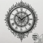 A detailed broken antique clock, stopped,, ta… – tattoo sketch (№1752504445_0, 14.07.2025 14:47) — tattoovalue.net