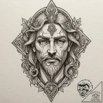 Aesir god’s face carved into the side of a mo… – tattoo sketch (№1752504787_0, 14.07.2025 14:53) — tattoovalue.net