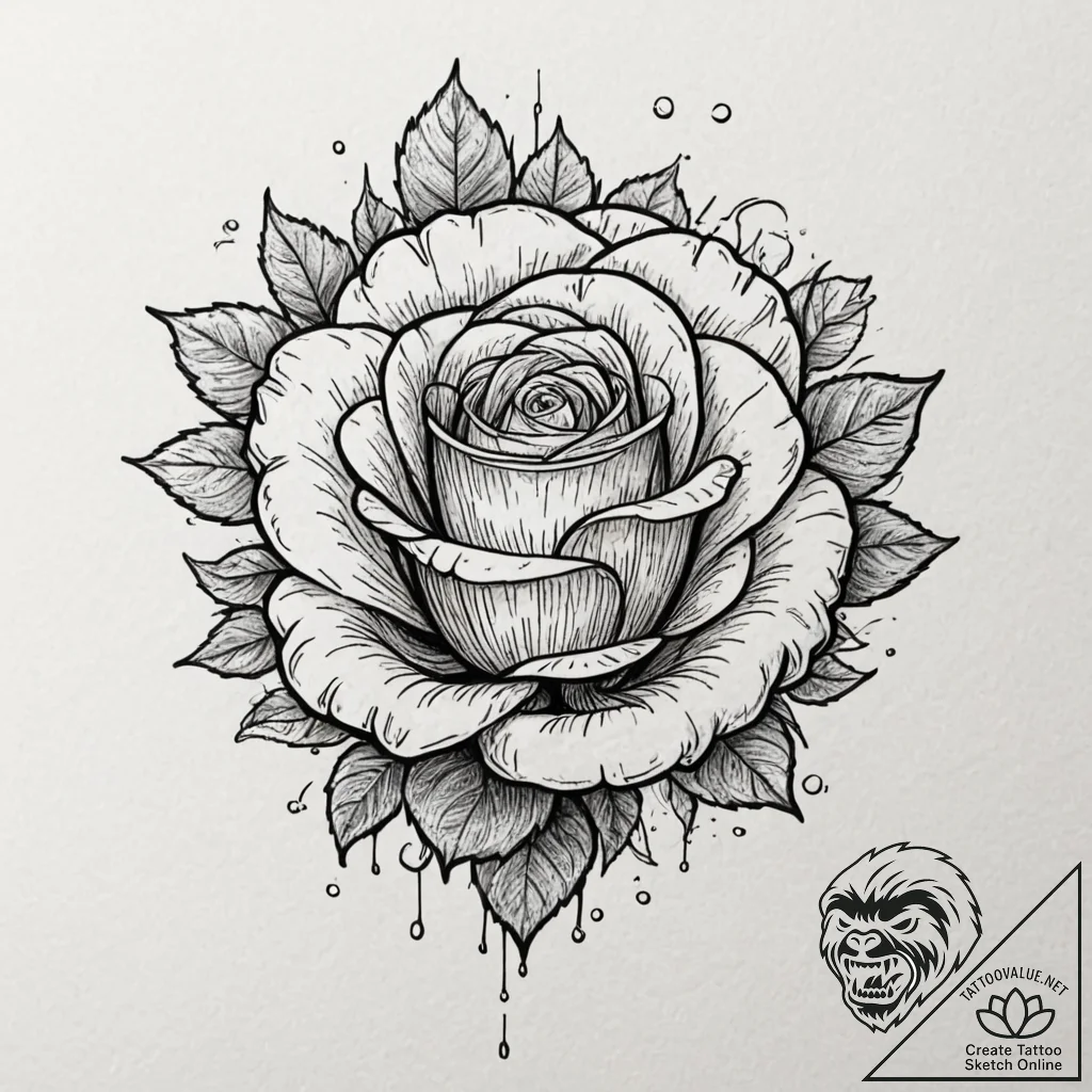 Rose petals falling through mist, tattoo sket... - tattoo sketch (№1752505129_0, 14.07.2025 14:58) — tattoovalue.net