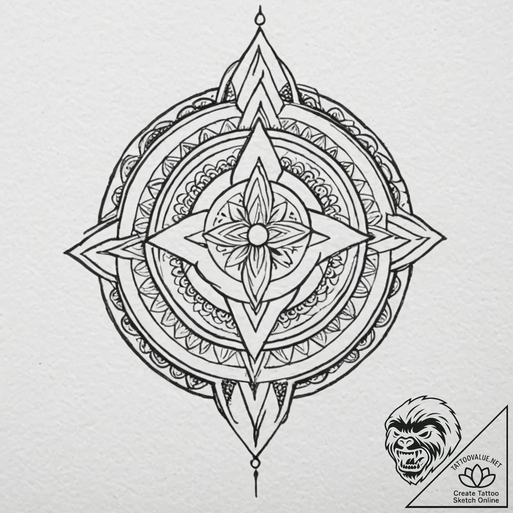 Trident piercing ancient seal, tattoo drawing... - tattoo sketch (№1752505216_0, 14.07.2025 15:00) — tattoovalue.net