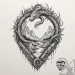 Quartz serpent beneath shattered gate, tattoo… – tattoo sketch (№1752505303_0, 14.07.2025 15:01) — tattoovalue.net