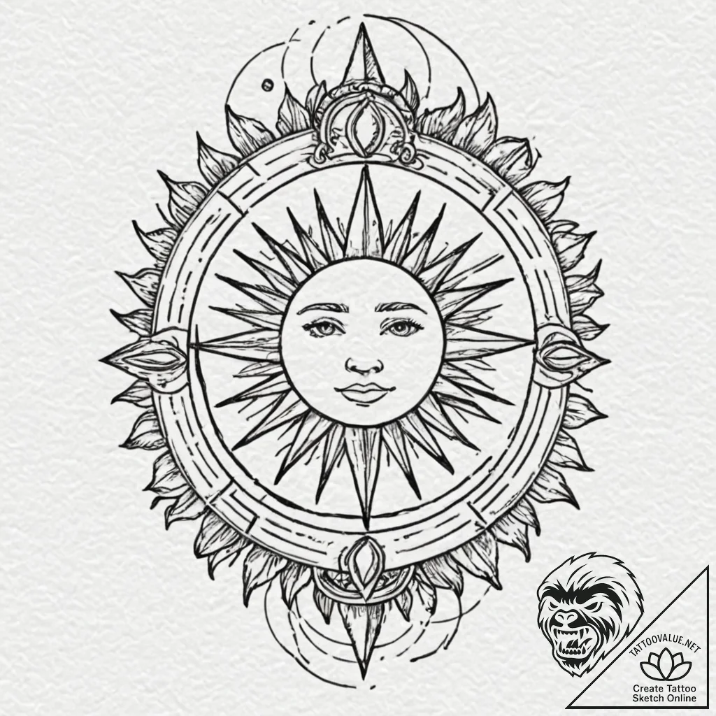 Frozen crown beneath eclipsed sun, tattoo ske... - tattoo sketch (№1752505557_0, 14.07.2025 15:05) — tattoovalue.net