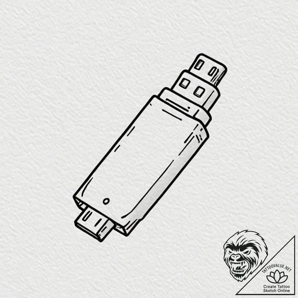Usb stick, simple icon, tattoo drawing outlin... - tattoo sketch (№1752507866_0, 14.07.2025 15:44) — tattoovalue.net