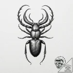 Stag beetle with its pincers replaced by hydr… – tattoo sketch (№1752507951_0, 14.07.2025 15:45) — tattoovalue.net
