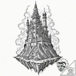 Tower of babel, unfinished and crumbling, con… – tattoo sketch (№1752508037_0, 14.07.2025 15:47) — tattoovalue.net
