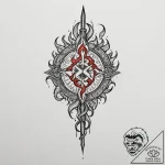Flaming blade piercing sigil, tattoo line art… – tattoo sketch (№1752508208_0, 14.07.2025 15:50) — tattoovalue.net