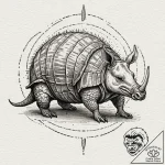 An armadillo, ink illustration for tattoo, on… – tattoo sketch (№1752508381_0, 14.07.2025 15:53) — tattoovalue.net