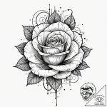 Black rose, tattoo line art, on a clean white… – tattoo sketch (№1752508807_0, 14.07.2025 16:00) — tattoovalue.net