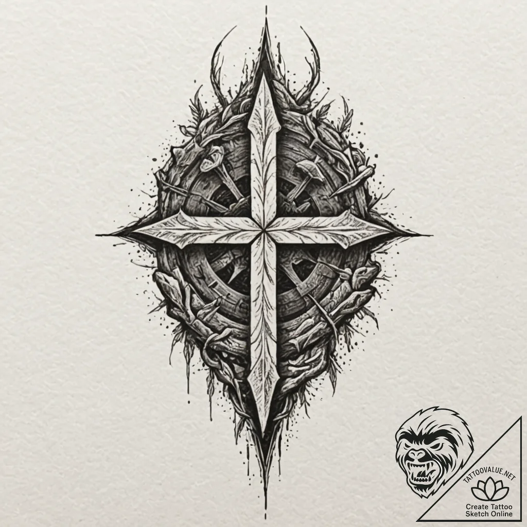 Rune stone glowing with an inner light, conce... - tattoo sketch (№1752509147_0, 14.07.2025 16:05) — tattoovalue.net