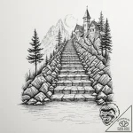 Stairway leading to a submerged city – tattoo sketch (№1752509318_0, 14.07.2025 16:08) — tattoovalue.net