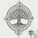 Yggdrasil (tree of life), tattoo drawing outl… – tattoo sketch (№1752509661_0, 14.07.2025 16:14) — tattoovalue.net