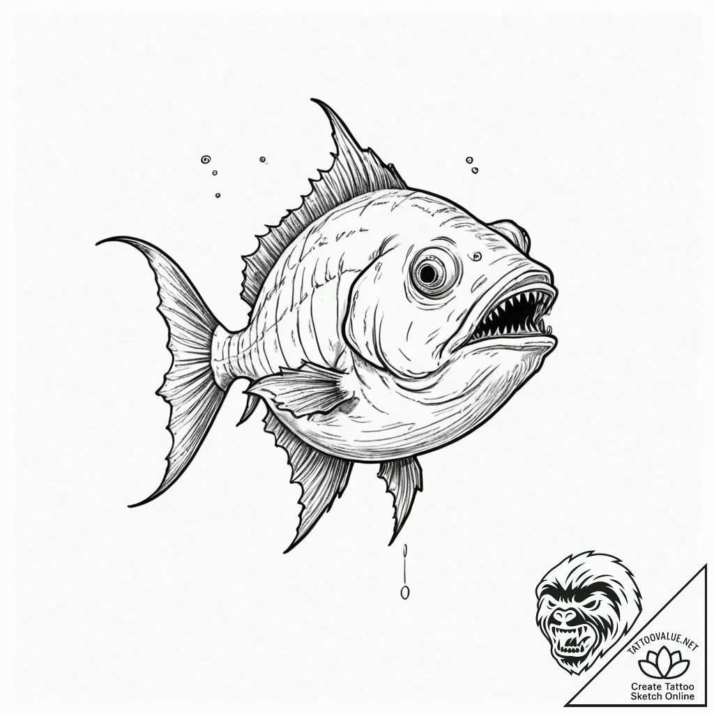 Deep-sea anglerfish - tattoo sketch (№1752509746_0, 14.07.2025 16:15) — tattoovalue.net