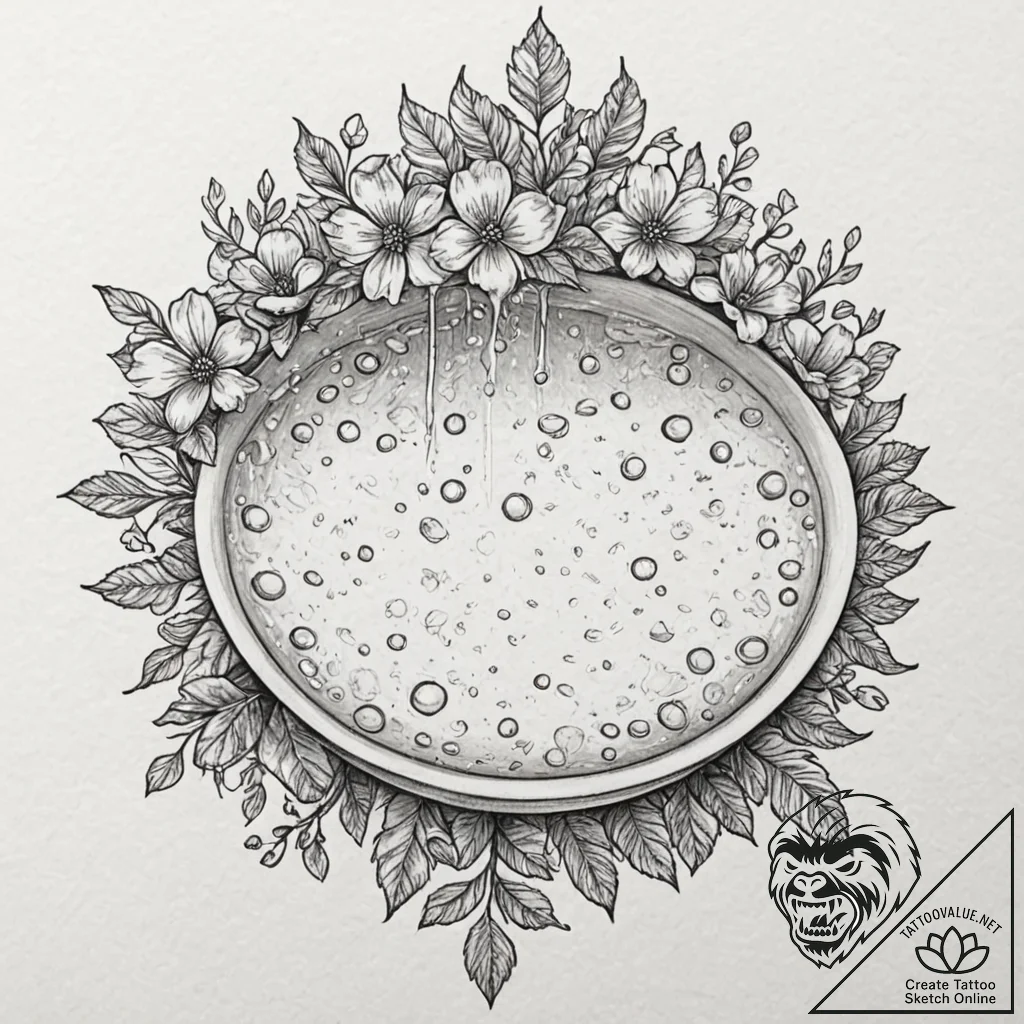 A whimsical bubble bath with flower petals, l... - tattoo sketch (№1752510086_0, 14.07.2025 16:21) — tattoovalue.net