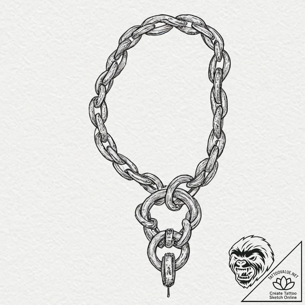 Monkр р†р вђљрівђћсћs scroll wrapped in chain... - tattoo sketch (№1752510259_0, 14.07.2025 16:24) — tattoovalue.net