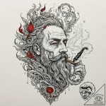 Smoking pipe with smoke forming a ghost, conc… – tattoo sketch (№1752510771_0, 14.07.2025 16:32) — tattoovalue.net