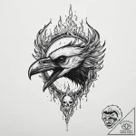 Raven skull devouring celestial flame, concep… – tattoo sketch (№1752510856_0, 14.07.2025 16:34) — tattoovalue.net