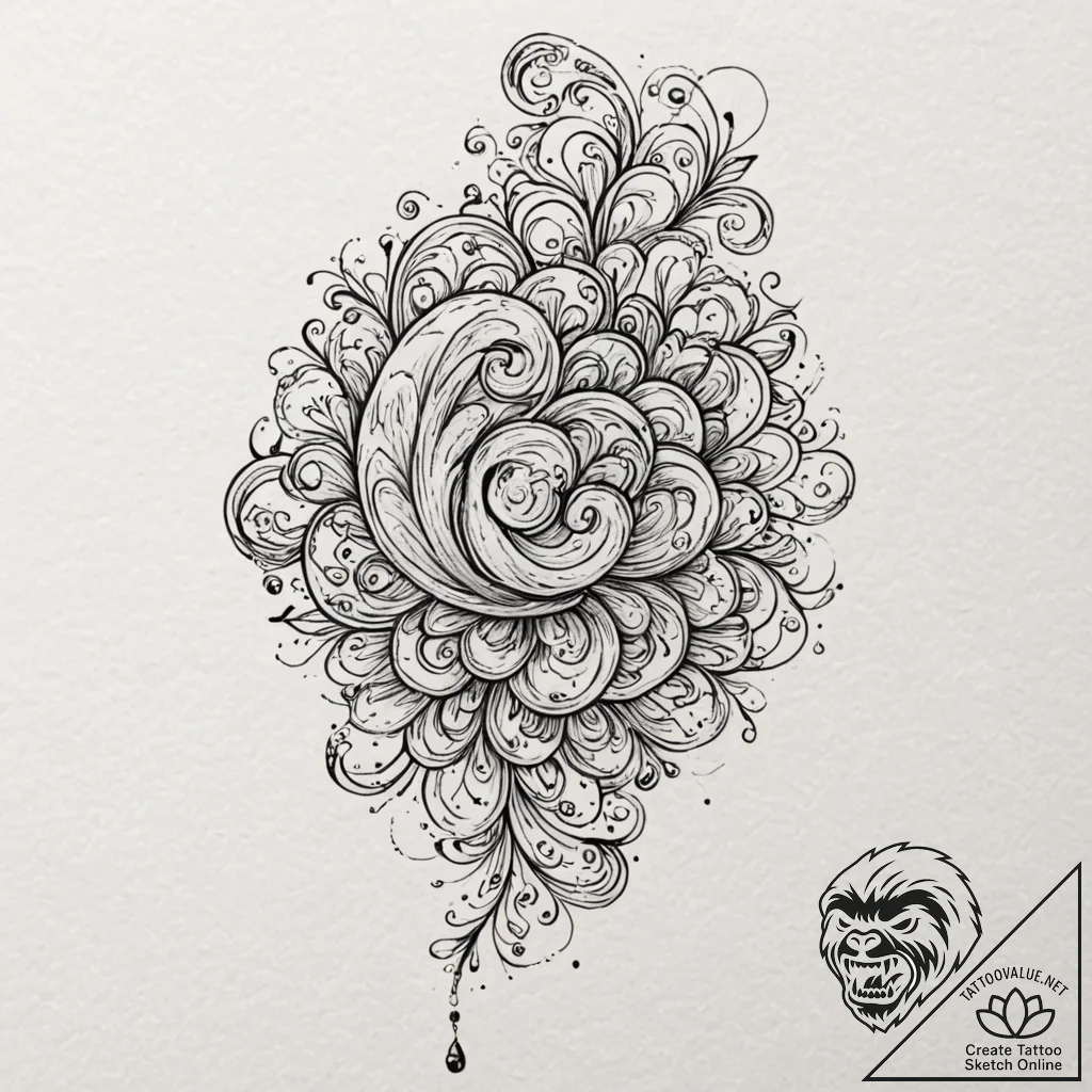 A whimsical bubble in champagne, festive,, ta... - tattoo sketch (№1752511198_0, 14.07.2025 16:39) — tattoovalue.net