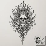 Ghost dagger crowned with roots, artistic tat… – tattoo sketch (№1752511454_0, 14.07.2025 16:44) — tattoovalue.net