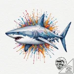 Shark with cybernetic fins and teeth of steel… – tattoo sketch (№1752511540_0, 14.07.2025 16:45) — tattoovalue.net