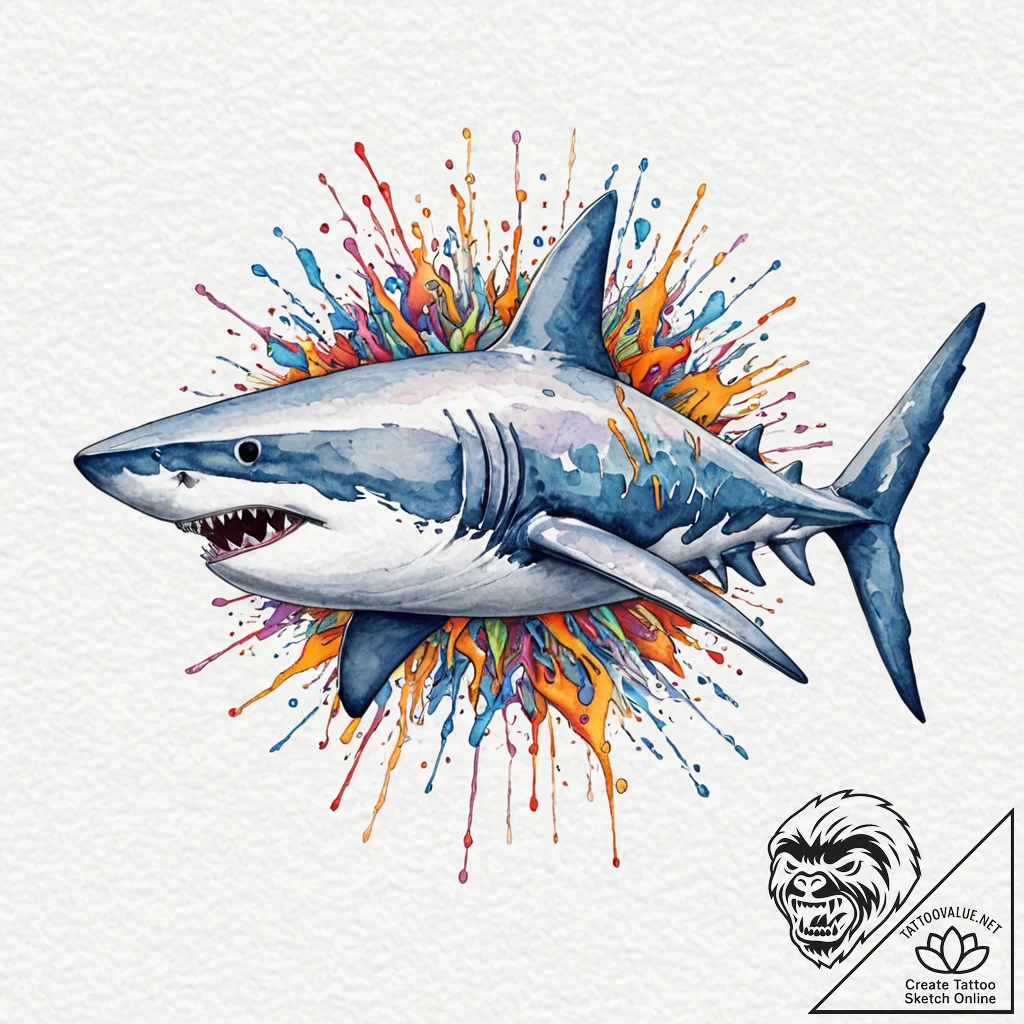 Shark with cybernetic fins and teeth of steel... - tattoo sketch (№1752511540_0, 14.07.2025 16:45) — tattoovalue.net